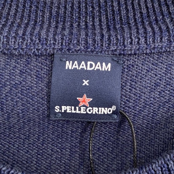 NEW! NAADAM x S.Pellegrino Size XS Basic Crew Navy Sweater $295 msrp J7-9 - Picture 4 of 11